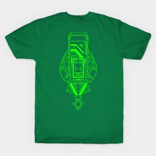 neon green medallion line artwork T-Shirt